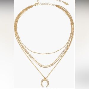 Ettika multi layer gold necklace with crescent